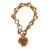 Vintage Chanel Rolo Chain Logo Bracelet Gold Metal