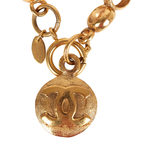 Vintage Chanel Rolo Chain Logo Bracelet Gold Metal