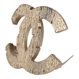 Chanel Textured CC Brooch Light Gold Metal