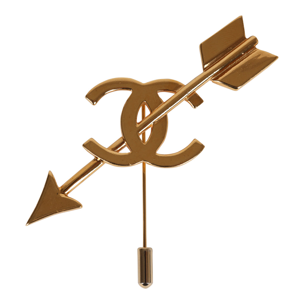 Vintage Chanel CC Bow and Arrow Brooch Gold Metal – Madison Avenue