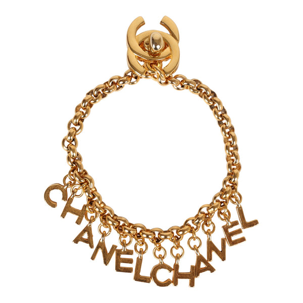 Chanel Gold Metal Faux Pearl and Iconic Charm Bracelet