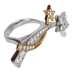 Pre-owned Chanel Etoile Filante Ring 18k White and Yellow Gold with Diamonds