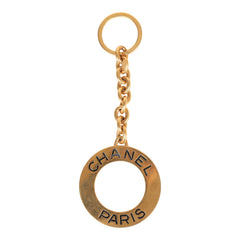 Vintage Chanel 24K Gold Plated Paris Circle Keychain