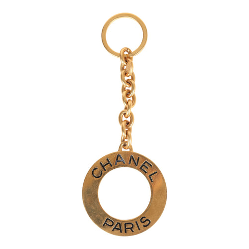 Vintage Chanel 24K Gold Plated Paris Circle Keychain