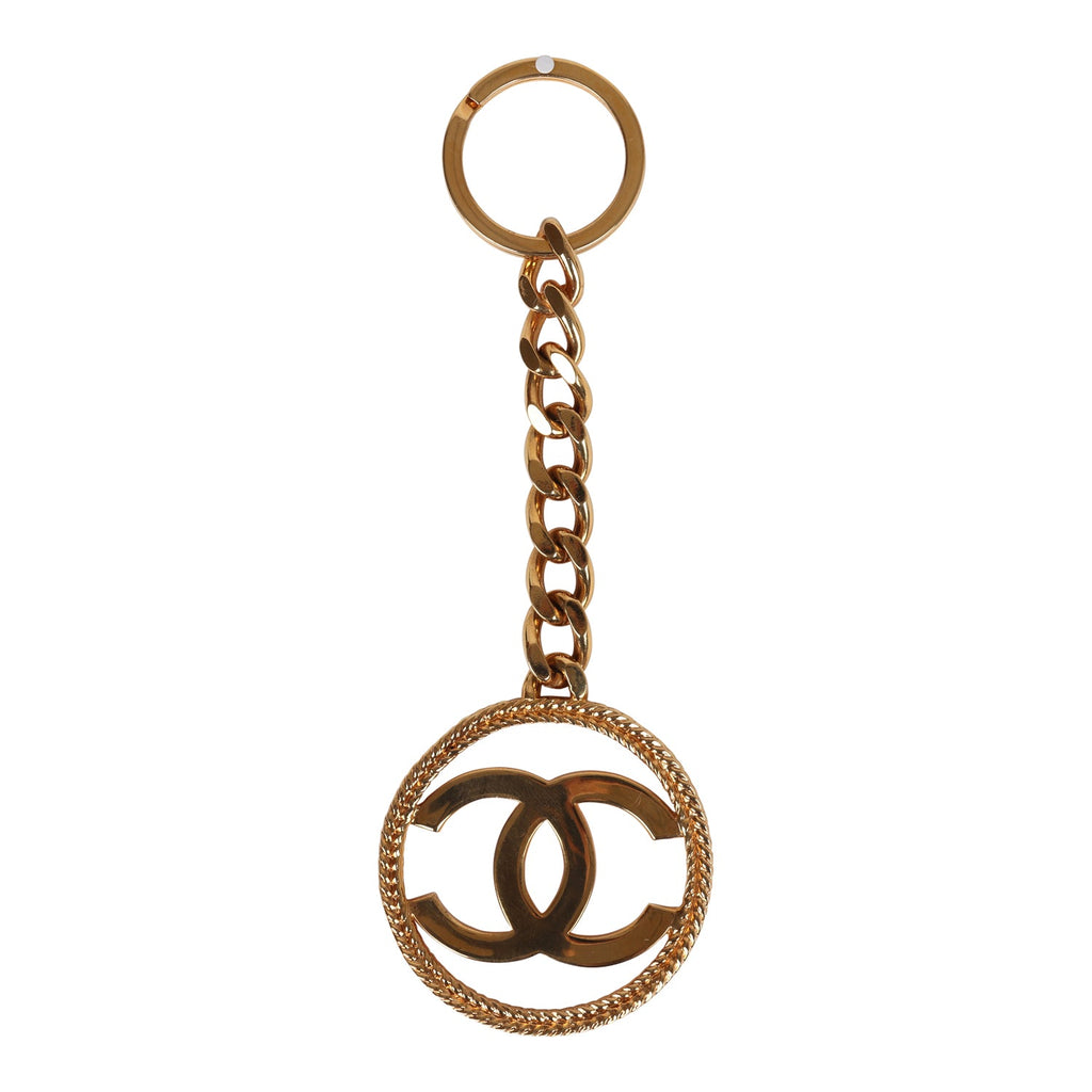 Channel Keychain Vintage Chanel 24K Gold Plated CC in Circle Keychain