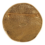Vintage Chanel CC Sun Round Brooch Gold Plated Hardware