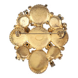 Vintage Chanel Oval CC Cabochon Brooch Multi Gold Plated Hardware