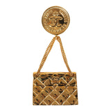 Vintage Chanel Rue Cambon Dangle Flap Bag Brooch Gold Plated Hardware