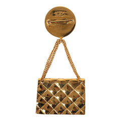 Vintage Chanel Rue Cambon Dangle Flap Bag Brooch Gold Plated Hardware