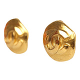 Vintage Chanel Small Round Hammered CC Earrings Gold Plated Hardware