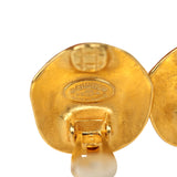 Vintage Chanel Small Round Hammered CC Earrings Gold Plated Hardware