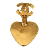 Vintage Chanel CC Dangle Gripoix Heart Brooch Green Gold Plated Hardware - Thumbnail View 4