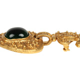 Vintage Chanel CC Dangle Gripoix Heart Brooch Green Gold Plated Hardware - Thumbnail View 3