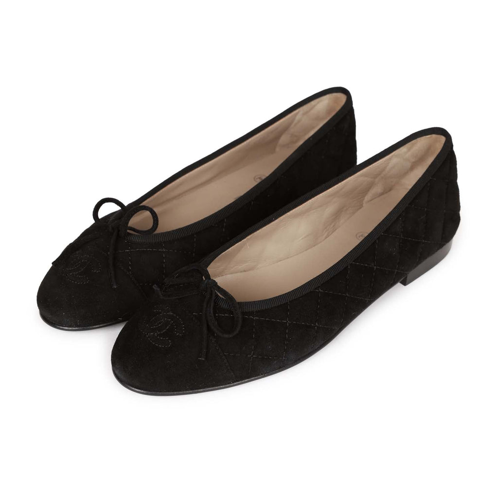 Chanel CC Black Suede Quilted Ballet Flats 39 – Madison Avenue Couture