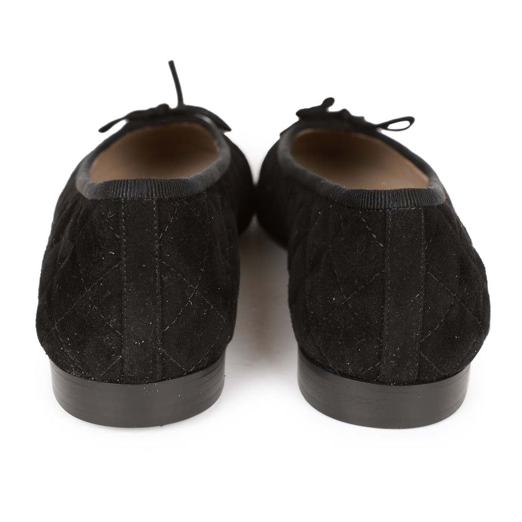 Chanel Beige/Black Leather CC Ballet Flats Size 38 Chanel
