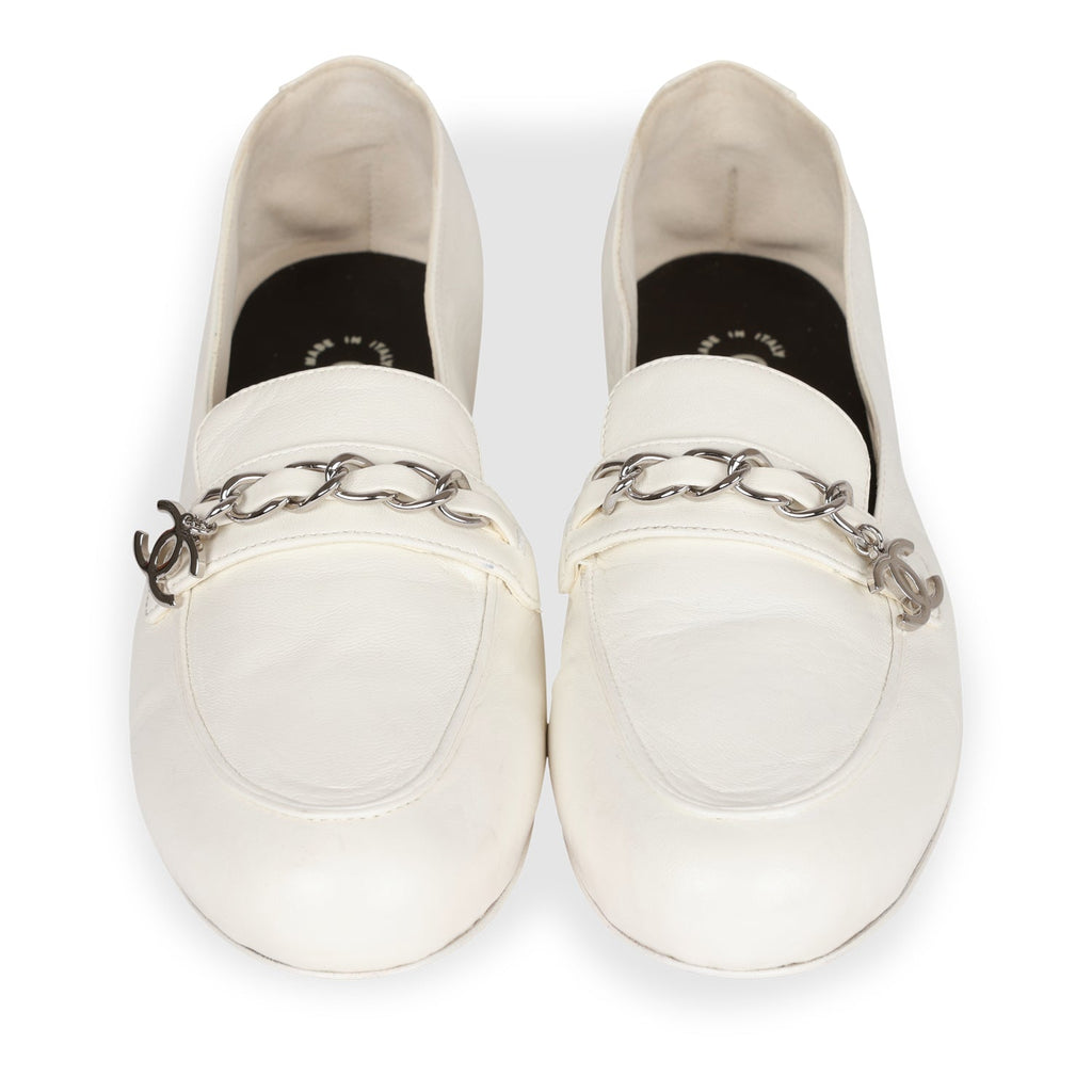 Chanel White Lambskin Loafers 37 – Madison Avenue Couture