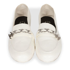 Chanel White Lambskin Loafers 37