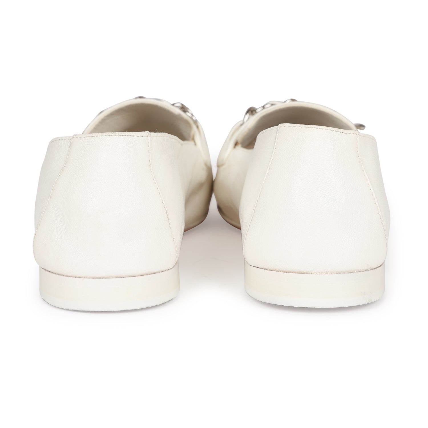Chanel White Lambskin Loafers 37