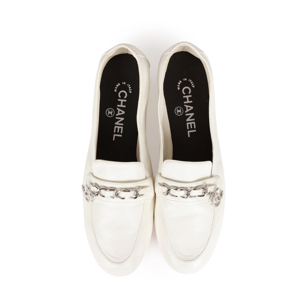 Chanel White Lambskin Loafers 37 – Madison Avenue Couture