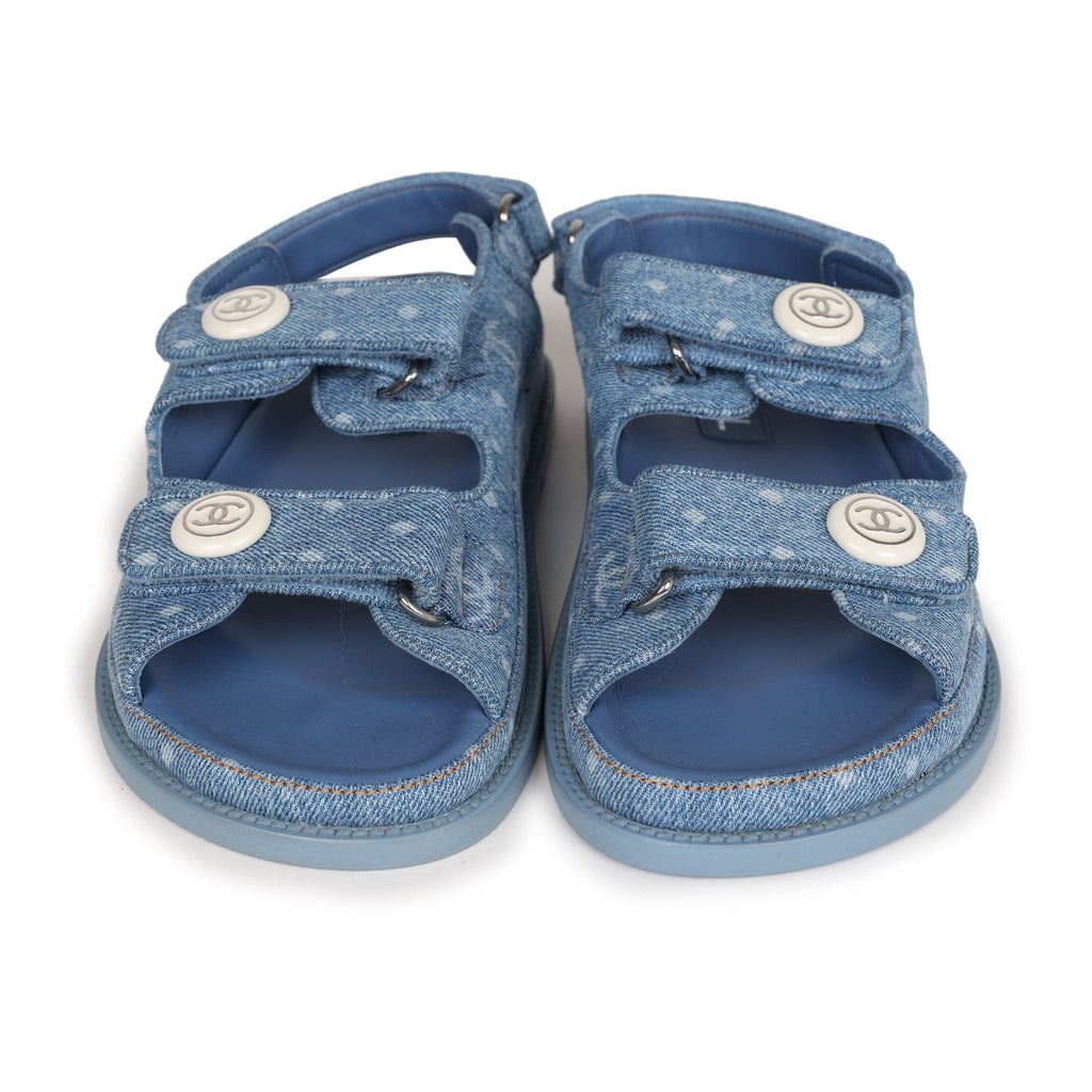 Chanel Dad Sandals Blue Denim Silver Hardware 38 EU – Madison