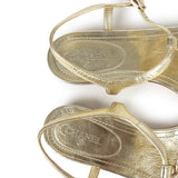 Chanel CC Jeweled Thong Sandals Gold Metallic 38C EU