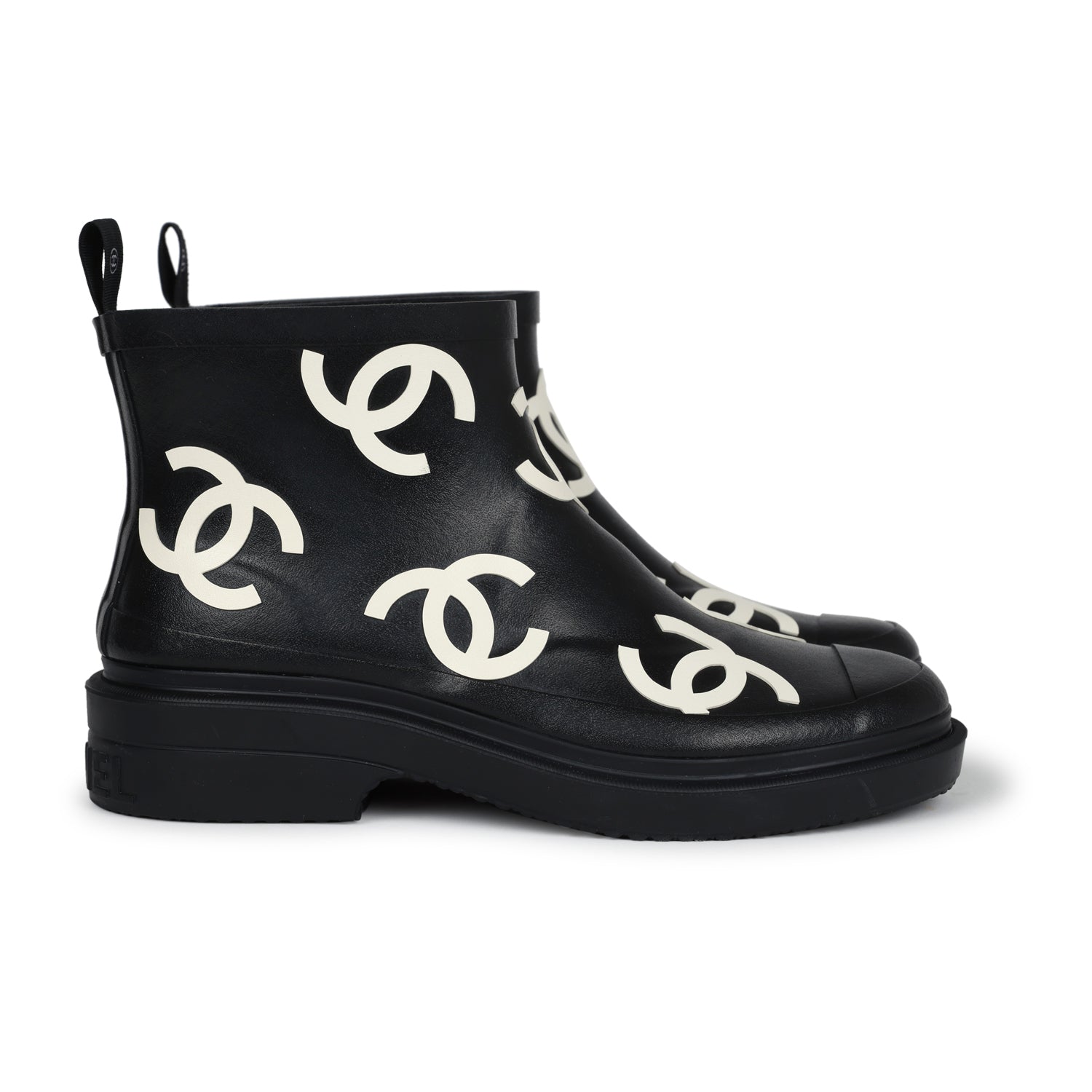 CHANEL rubber CC COCO Mark Jacquard Rain shoes G45076 black 36