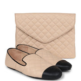 Chanel Beige and Black Flats with Clutch 37 EU