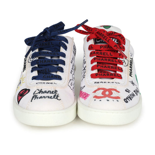 Chanel x Pharrell White Multi-Color Canvas Sneakers 35.5 EU