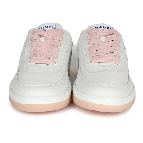 Chanel CC Low Top Sneakers White and Pink 37.5 EU