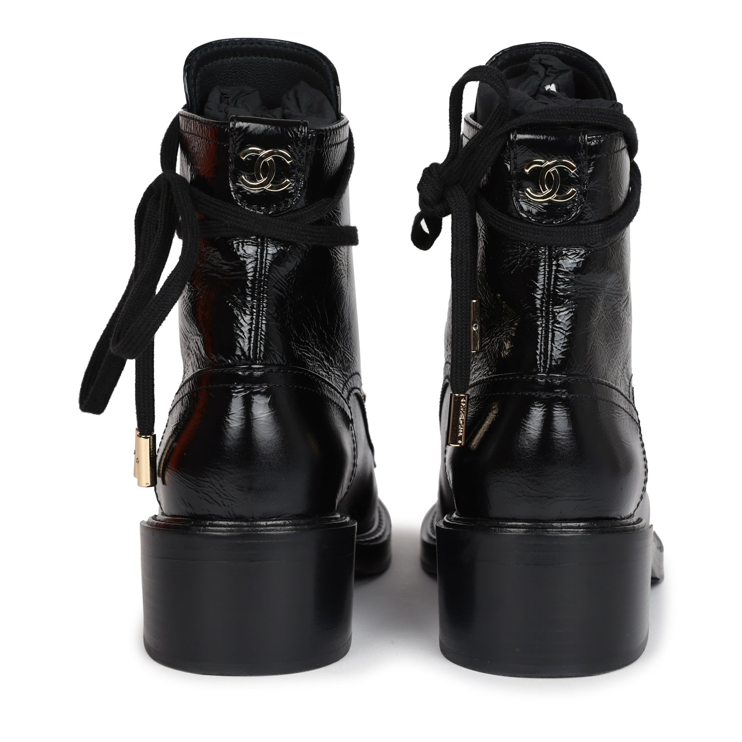 Chanel CC Combat Shoes With Pearl White in Calfskin 597896