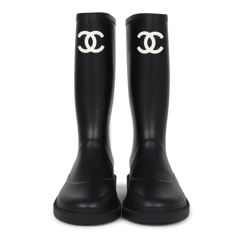 Chanel Black High Caoutchouc CC Boots EU 40