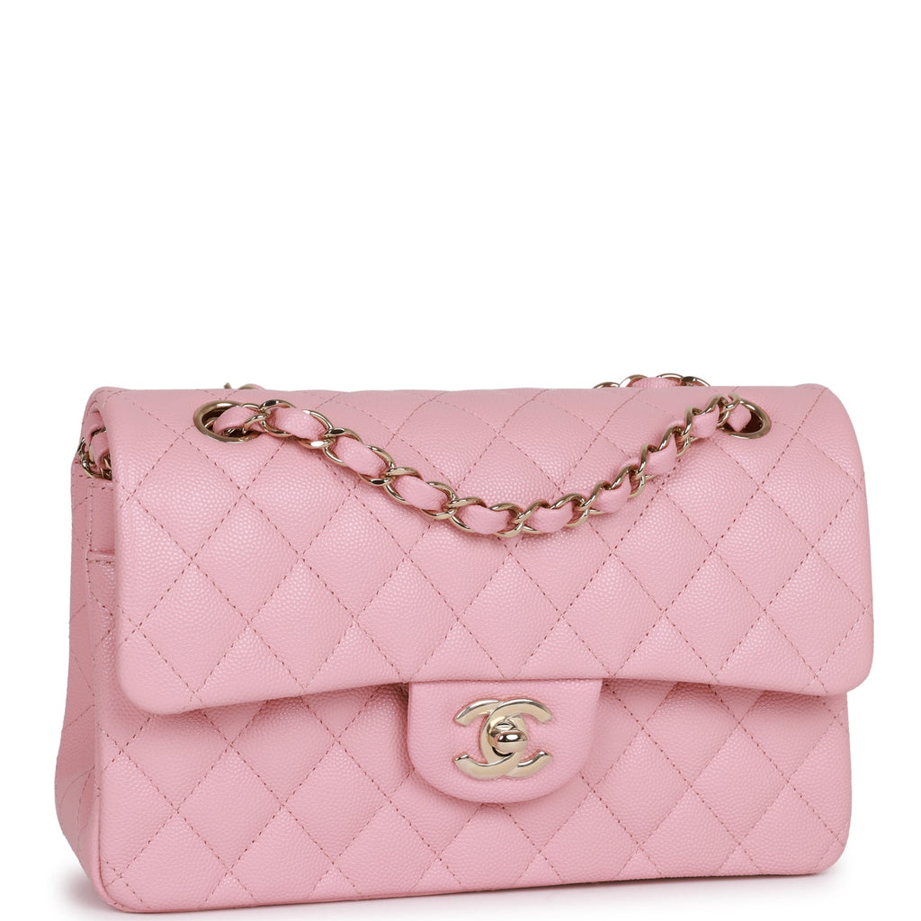 Chanel 22C Small Classic Double Flap Bag Caviar Pink LGHW (Microchip)
