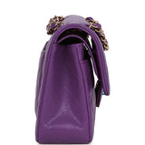 Chanel Small Classic Double Flap Purple Caviar Light Gold Hardware