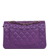 Chanel Small Classic Double Flap Purple Caviar Light Gold Hardware