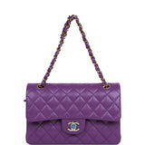 Chanel Small Classic Double Flap Purple Caviar Light Gold Hardware