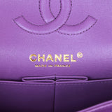 Chanel Small Classic Double Flap Purple Caviar Light Gold Hardware