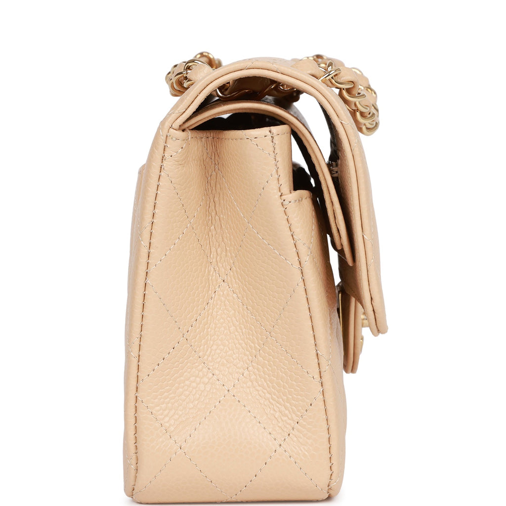 Chanel Small Classic Double Flap Beige Caviar Light Gold Hardware – Madison  Avenue Couture