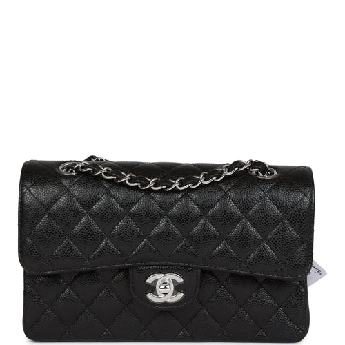 Chanel Small Classic Double Flap Black Caviar Silver Hardware