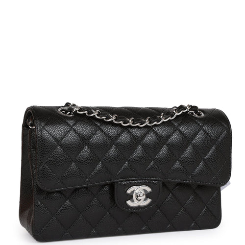 Chanel Small Classic Double Flap Black Caviar Silver Hardware