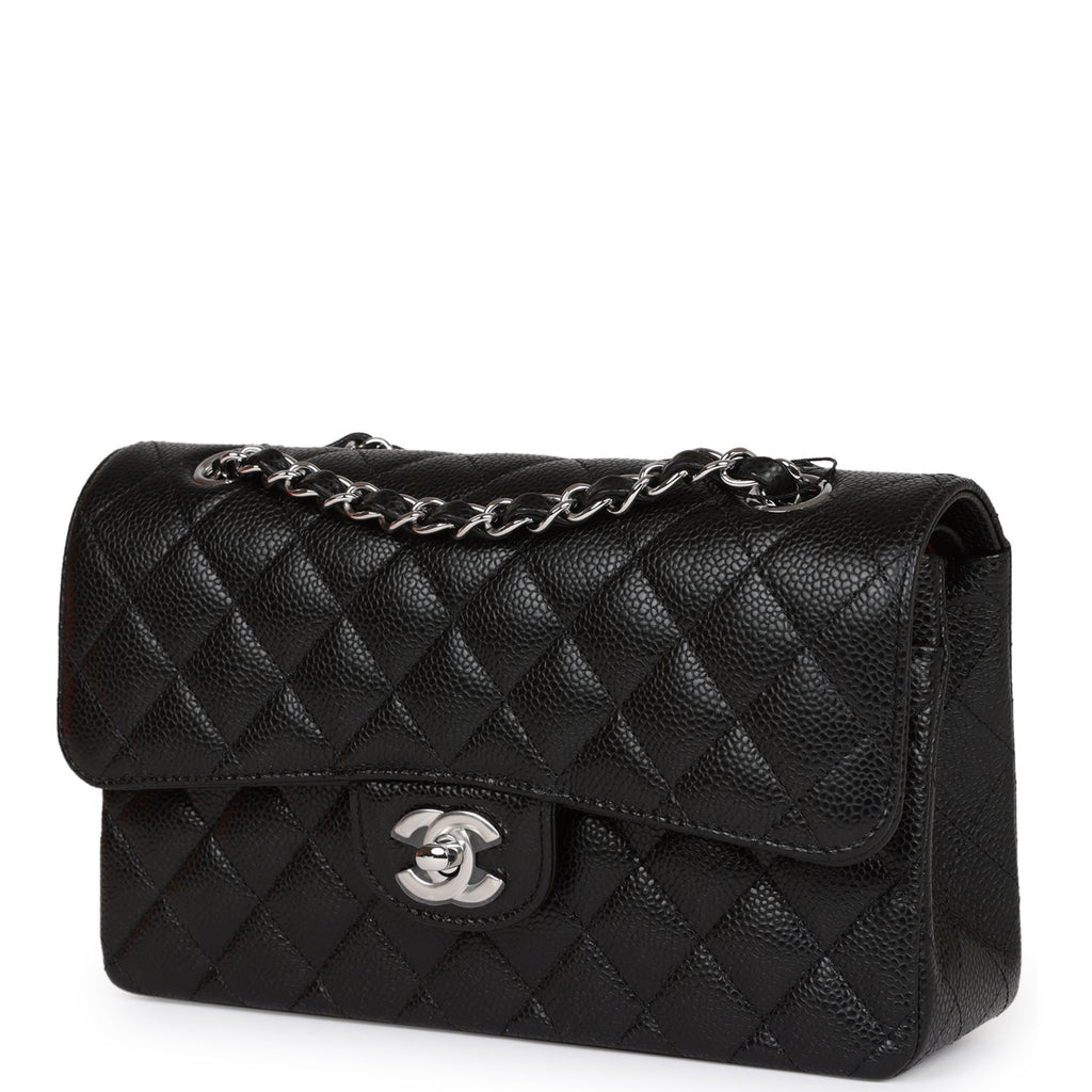 Chanel Black Quilted Caviar Small Classic Double Flap Bag Silver Hardware –  Madison Avenue Couture