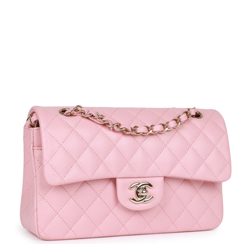 Chanel Small Classic Double Flap Bag Pink Caviar Light Gold Hardware