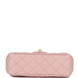 Chanel Mini Camellia Crush Rectangular Flap Rose Clair Lambskin Antique Gold Hardware