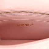 Chanel Mini Camellia Crush Rectangular Flap Rose Clair Lambskin Antique Gold Hardware