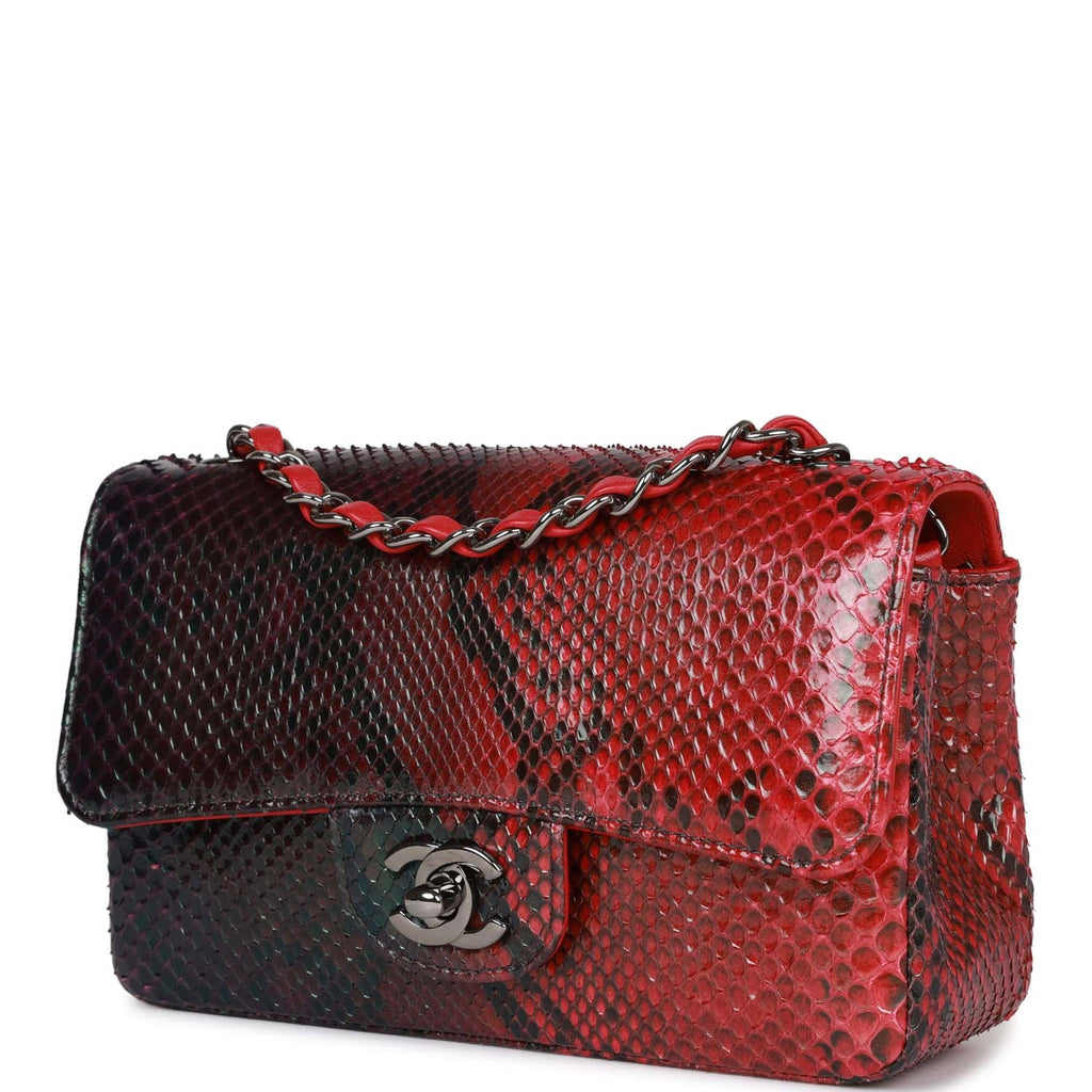 Chanel Classic Python Mini Square Single Flap Bag - Green Shoulder Bags,  Handbags - CHA774005
