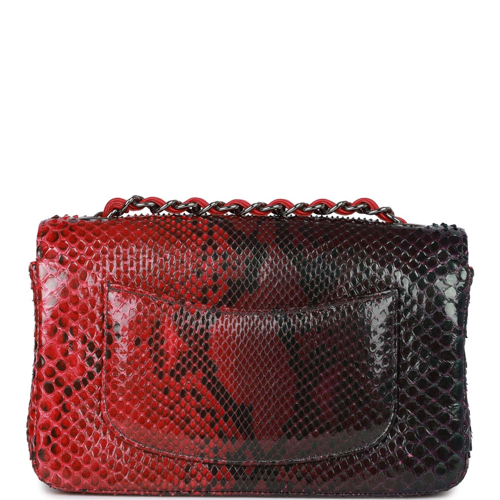 Chanel Blue Snakeskin Python Mini Classic Flap Shoulder Bag For