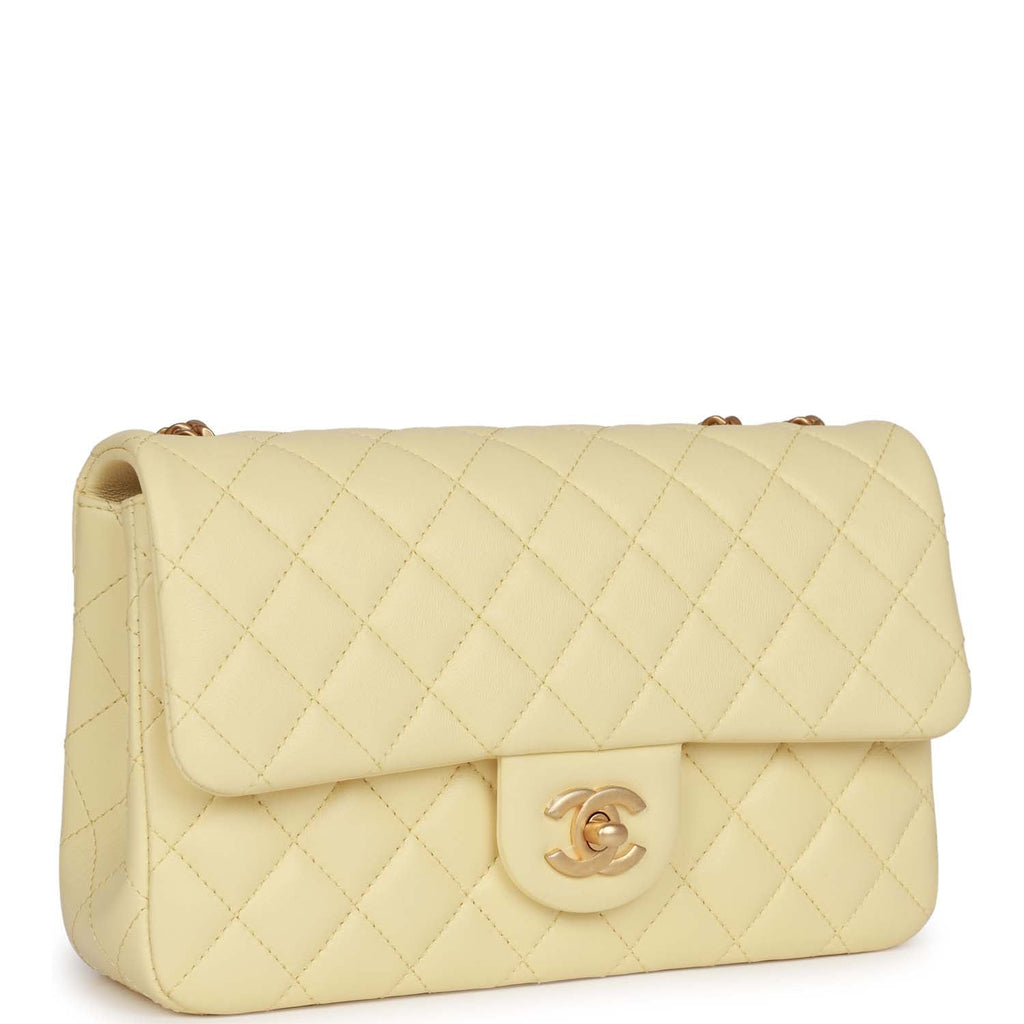 Chanel Pink And Yellow Quilted Lambskin Small Classic Double Flap