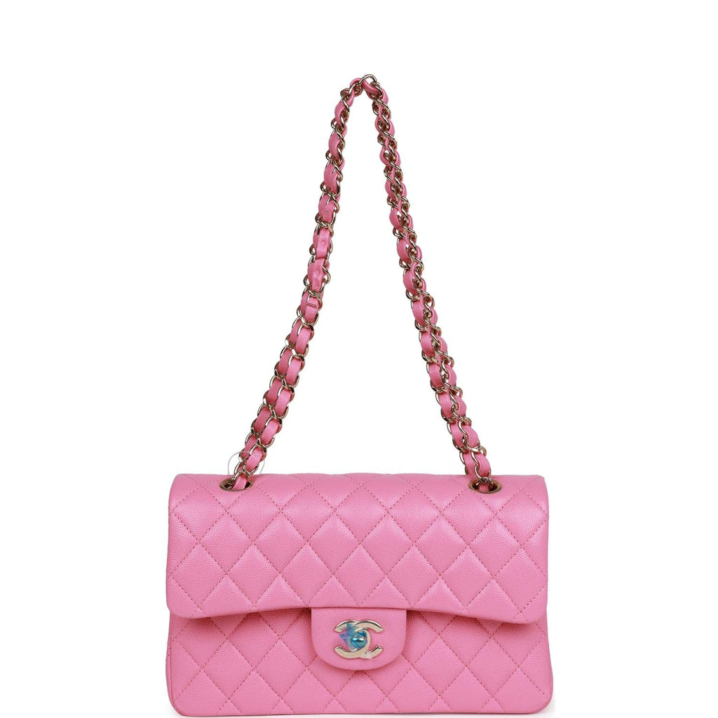 Bonhams : CHANEL PINK QUILTED CAVIAR LEATHER MEDIUM CLASSIC DOUBLE FLAP BAG  IN SILVER TONE HARDWARE (includes serial sticker, authenticity card,  original dust bag)