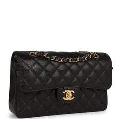 Chanel Small Classic Double Flap Black Caviar Gold Hardware