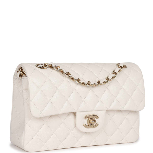 CHANEL Caviar Quilted Small Double Flap White 716880
