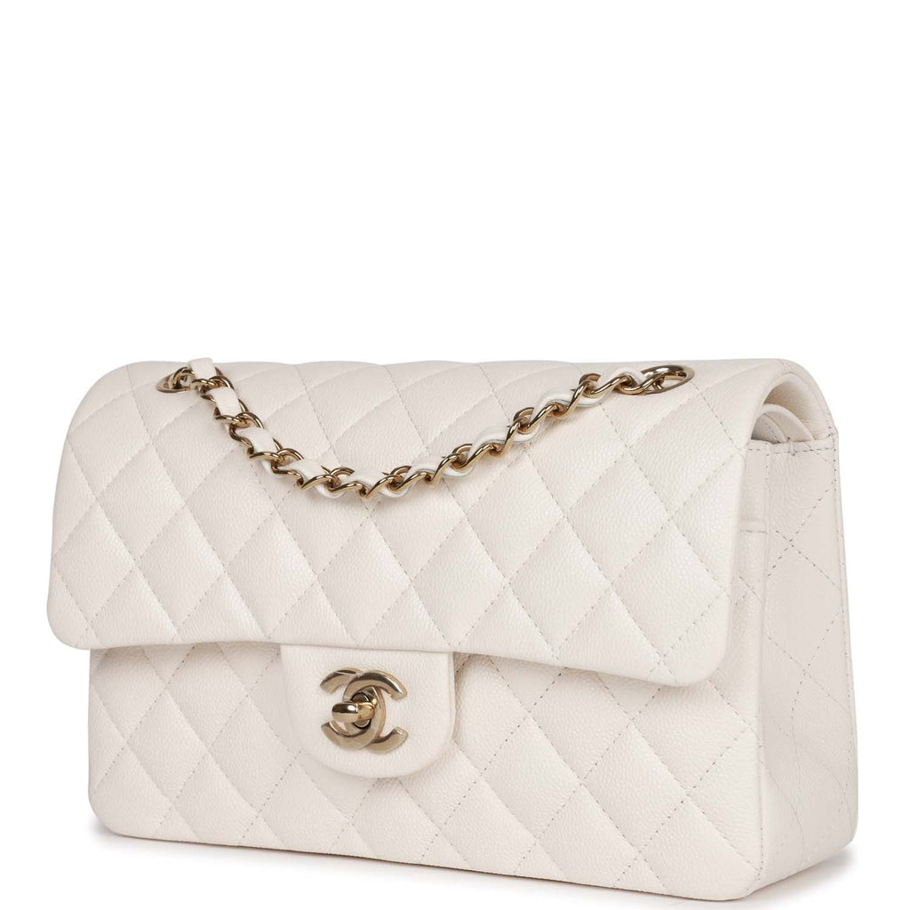 Chanel Cream White Quilted Caviar Small Classic Double Flap Gold Hardware,  2019 Available For Immediate Sale At Sotheby's